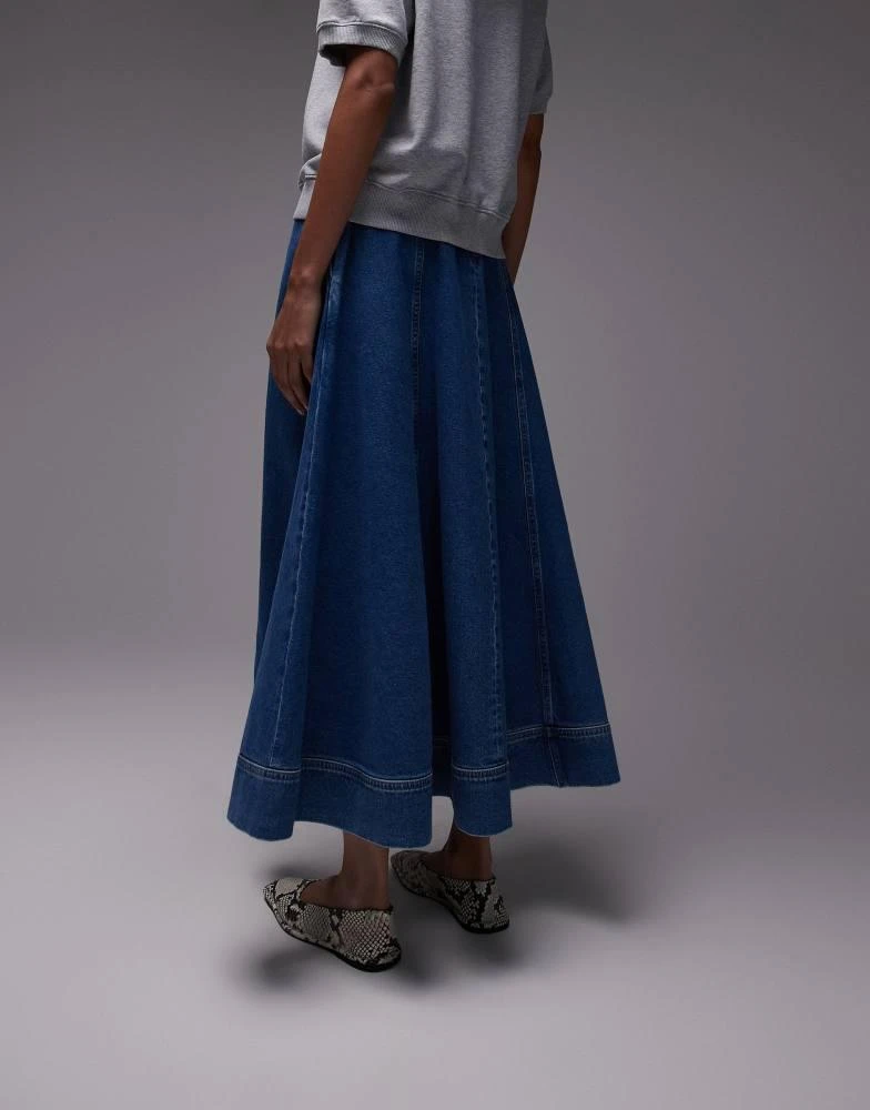 Topshop Topshop denim full maxi skirt in mid blue 3