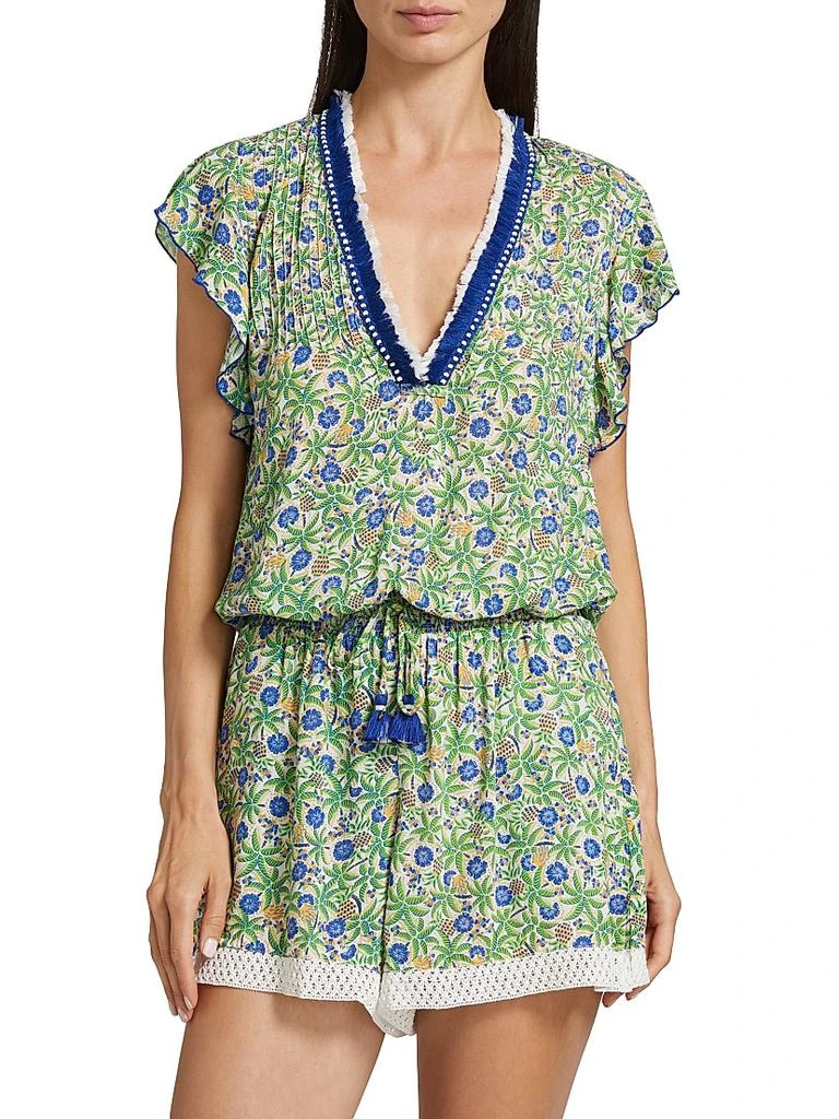 Poupette St Barth Sasha Floral Knit Drawstring Romper 3
