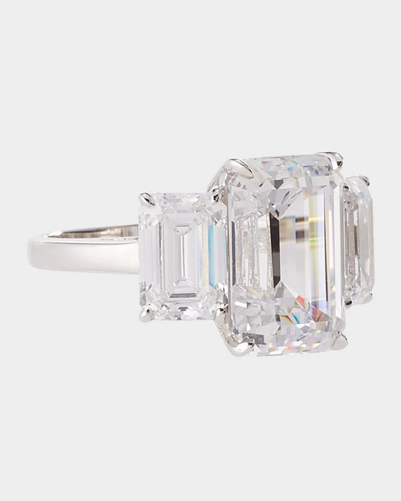 Fantasia by DeSerio 14K White Gold Three Stone Clear Ring