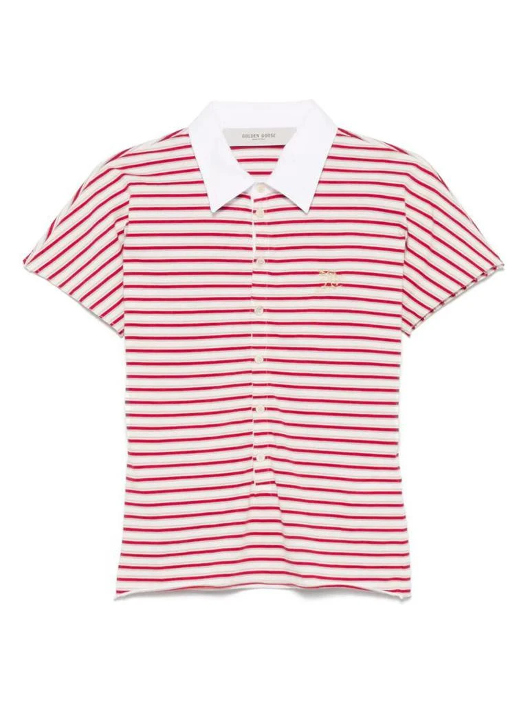 Golden Goose Golden Goose Natalia Slim Fit Striped Cotton Polo Shirt Clothing 1