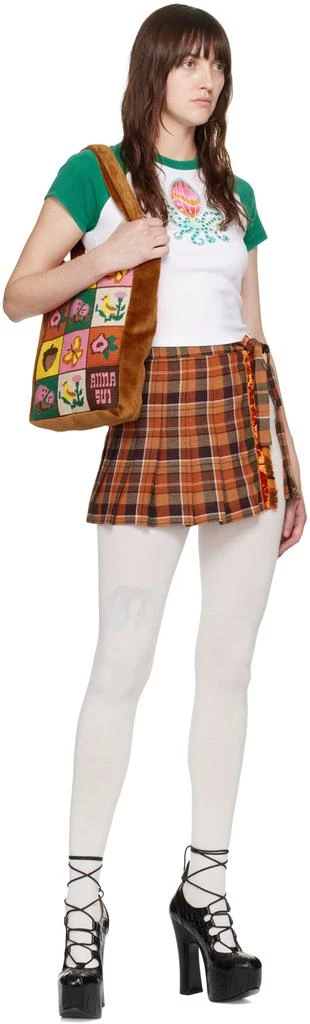 Anna Sui Orange & Black Plaid Mini Kilt Belt 4