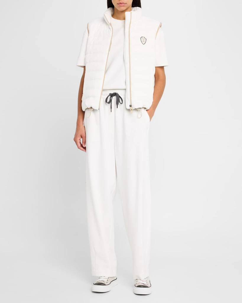 Brunello Cucinelli Piquet Fleece Wide-Leg Pull-On Tennis Pants 2
