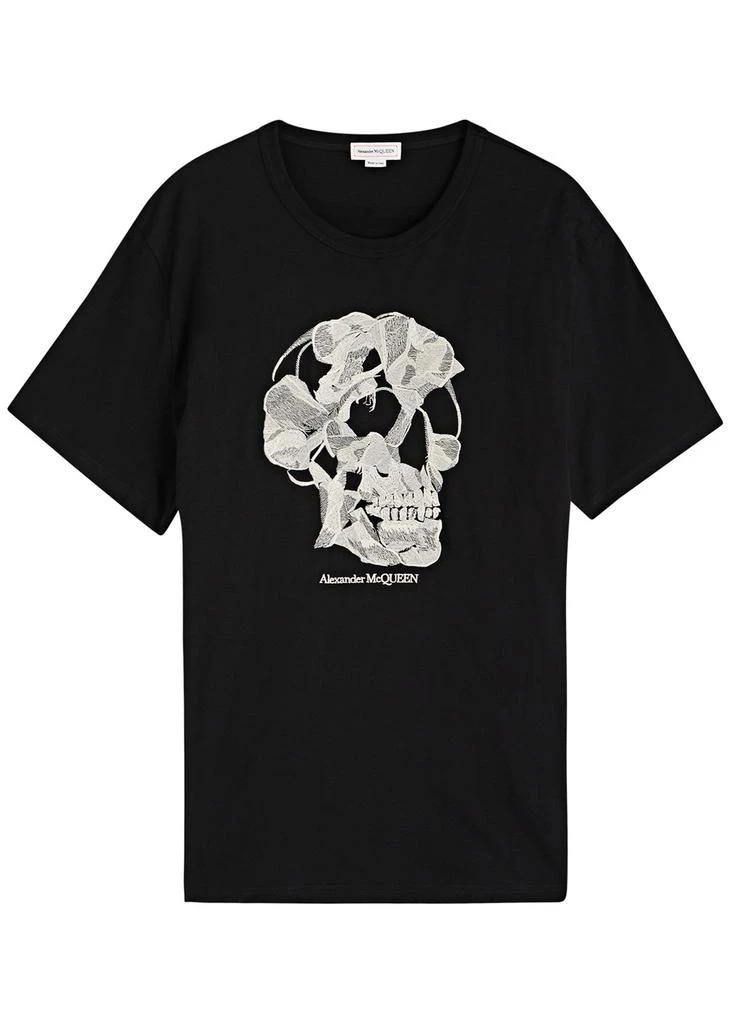 Alexander McQueen Skull-embroidered cotton T-shirt 1
