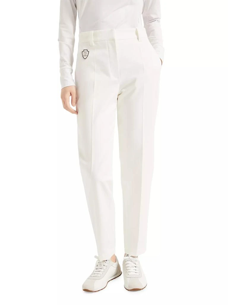 Brunello Cucinelli Stretch Cotton Cover High Waist Cigarette Trousers 2