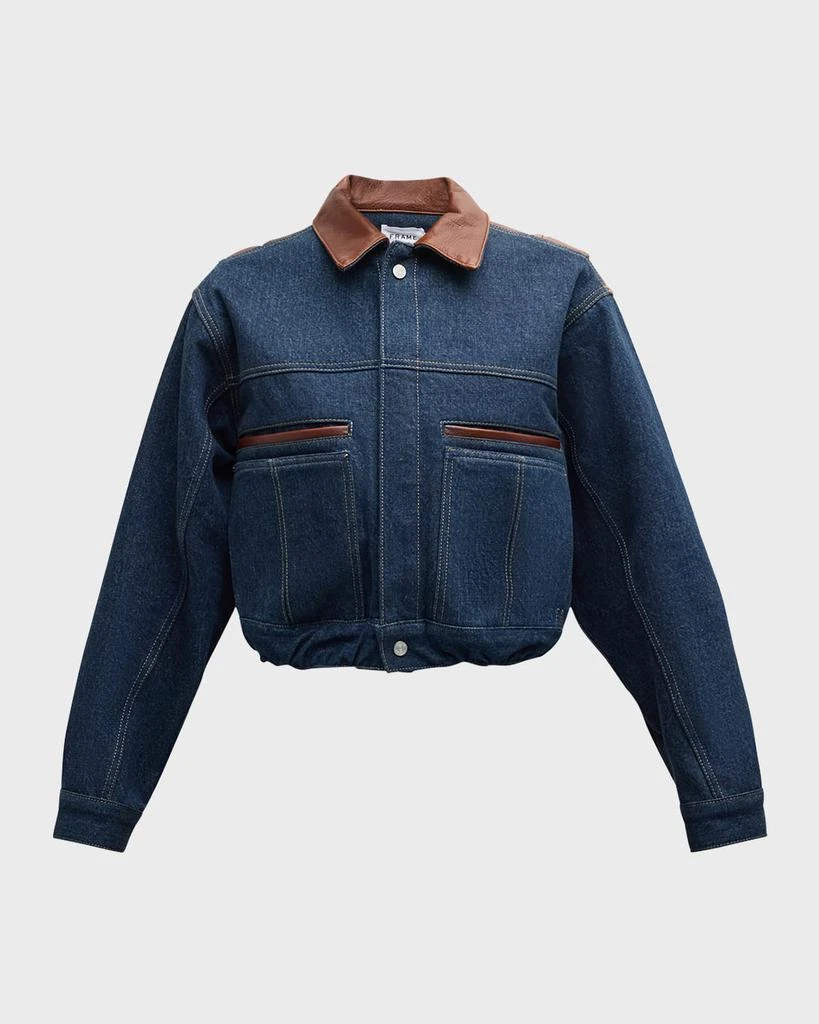 FRAME Atelier Denim and Leather Bomber Jacket 1
