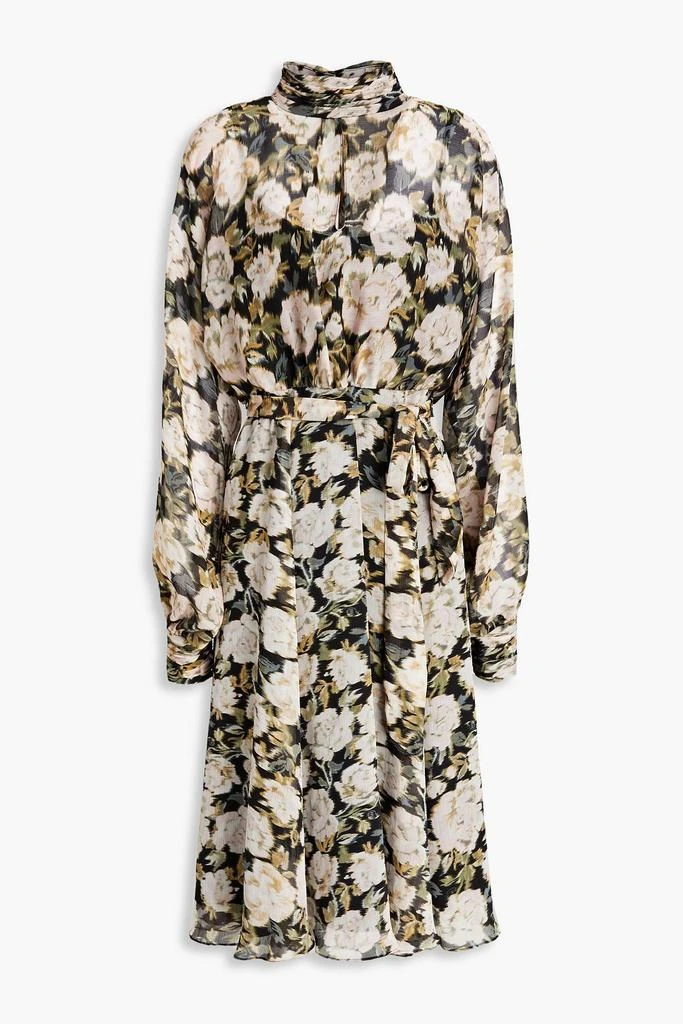 MIKAEL AGHAL Gathered floral-print crepon midi dress 1