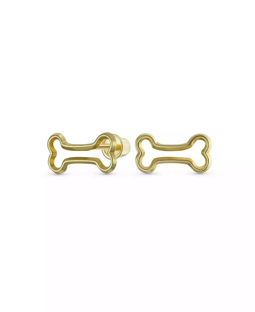 Bling Jewelry Tiny Mini BFF Animal Lover Pet Dog Bone Stud Earrings Cartilage Ear Lobe 10K Yellow Gold Screw back 1