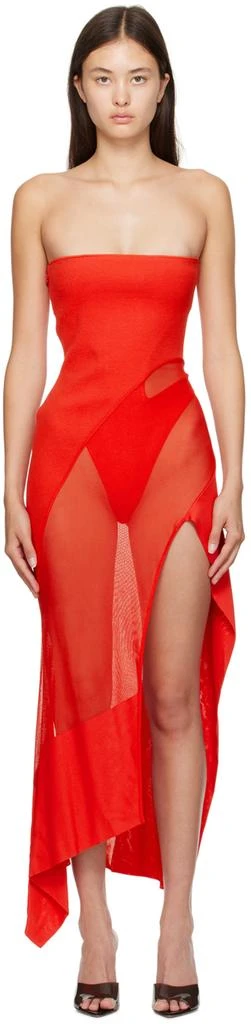 Mugler Red Semi-Sheer Minidress 1