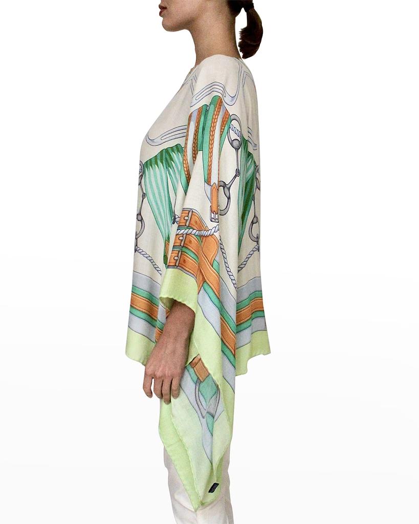 Rani Arabella Printed Cashmere-Blend Scarf Poncho