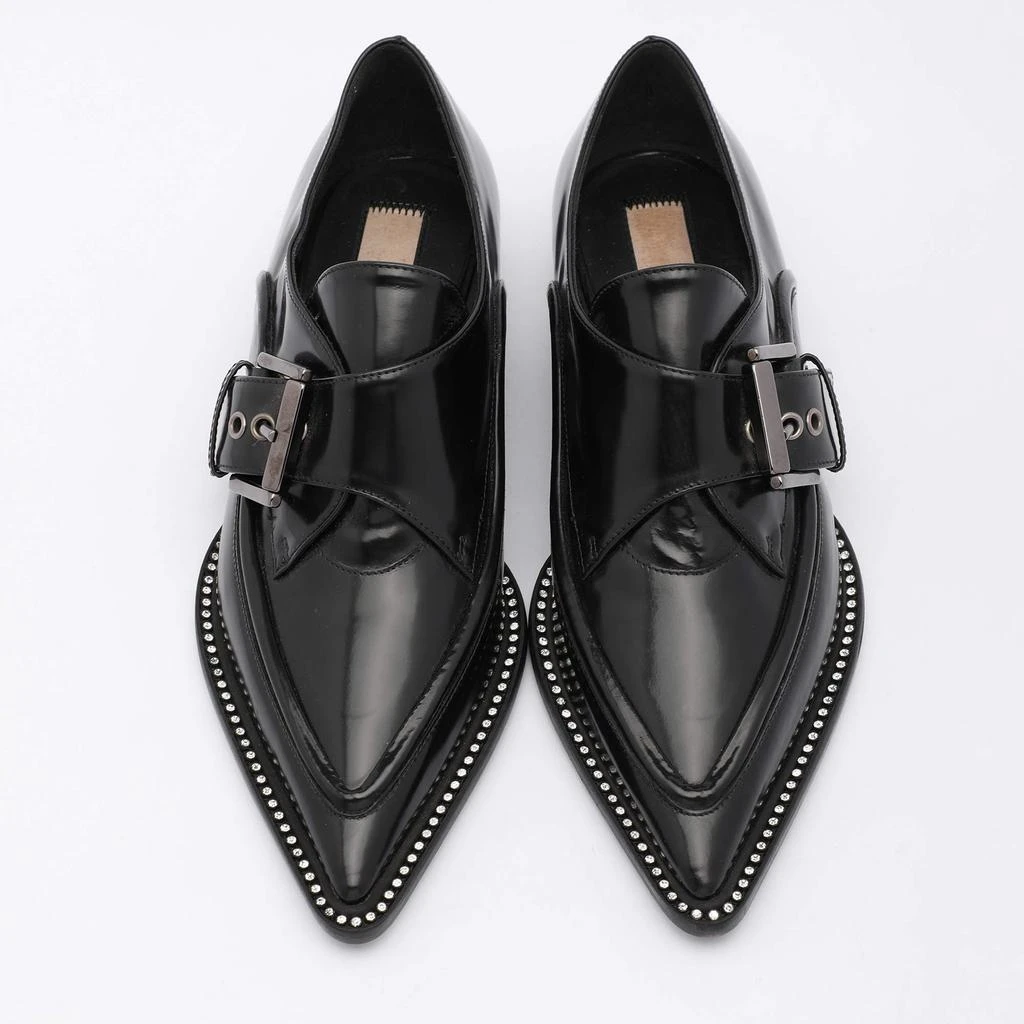 N°21 Nº21 Black Leather Crystal Embellished Buckle Slip On Loafers Size 35 3