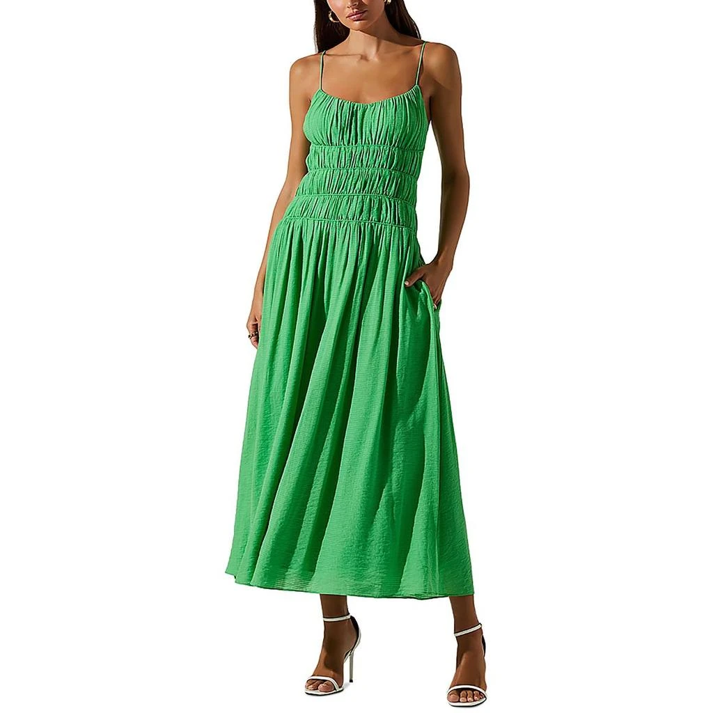 ASTR Andrina Womens Smocked Open Back Maxi Dress 1
