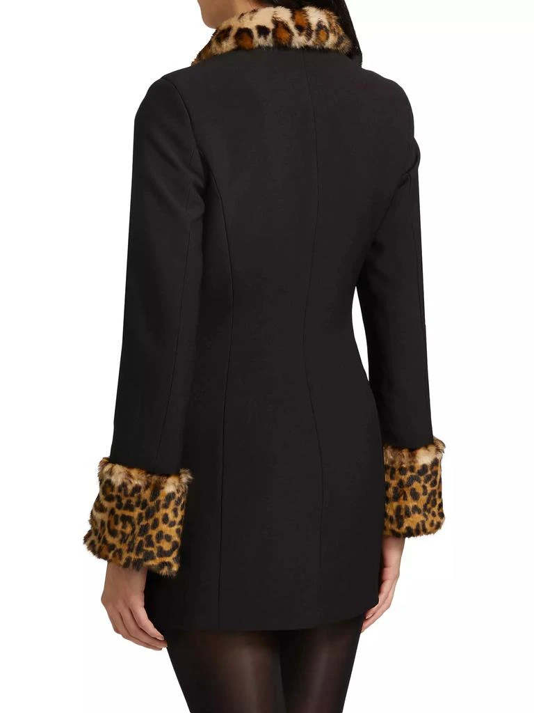 Ronny Kobo Lena Leopard Faux Fur-Trimmed Minidress 5