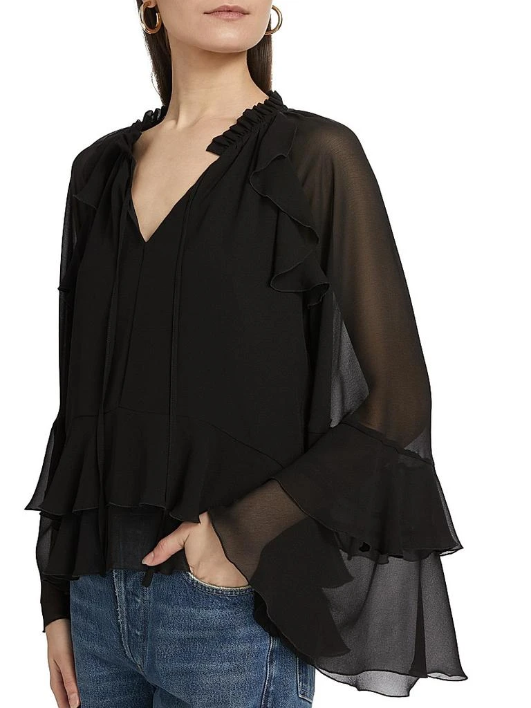 If Only Studio Ruffled Chiffon Long-Sleeve Blouse 6