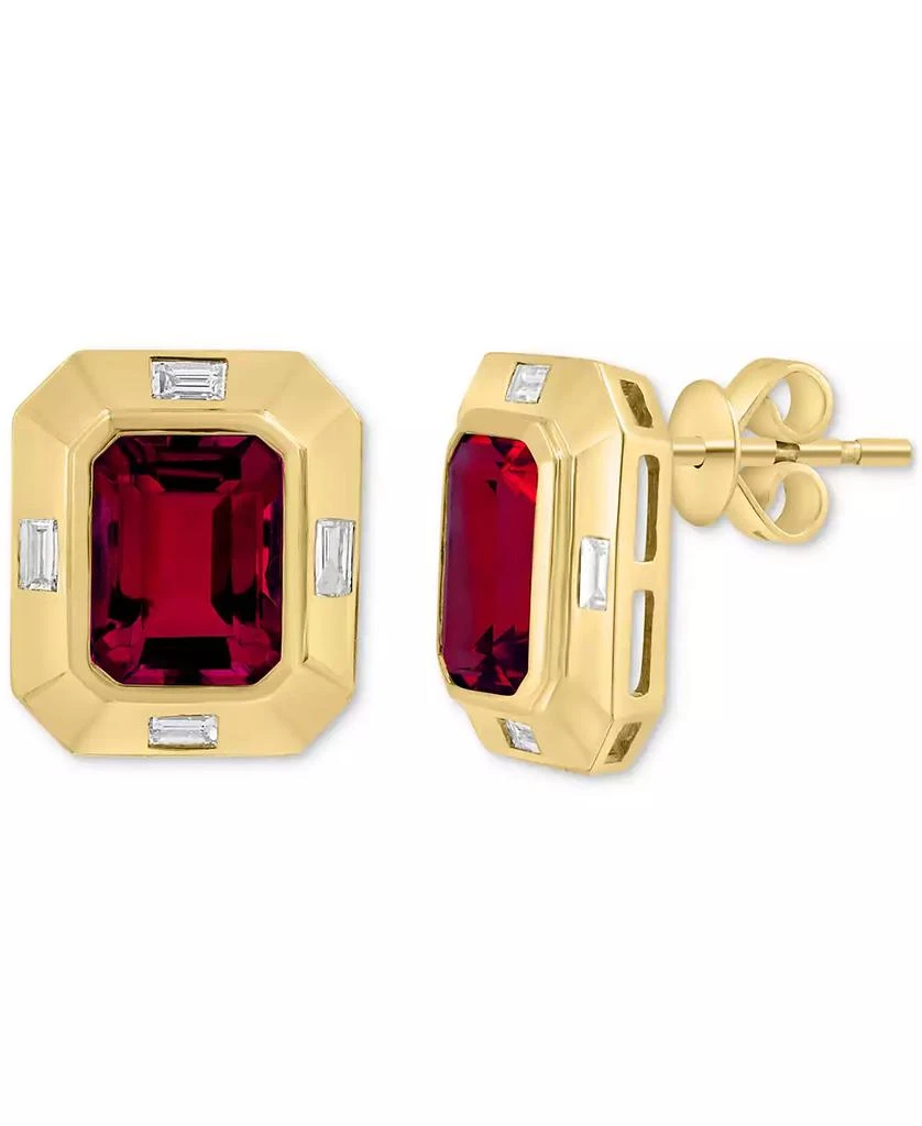 Effy EFFY® Garnet (3-3/4 ct. t.w.) 
White Topaz (1/4 ct. t.w.) Stud Earrings in 14k Gold