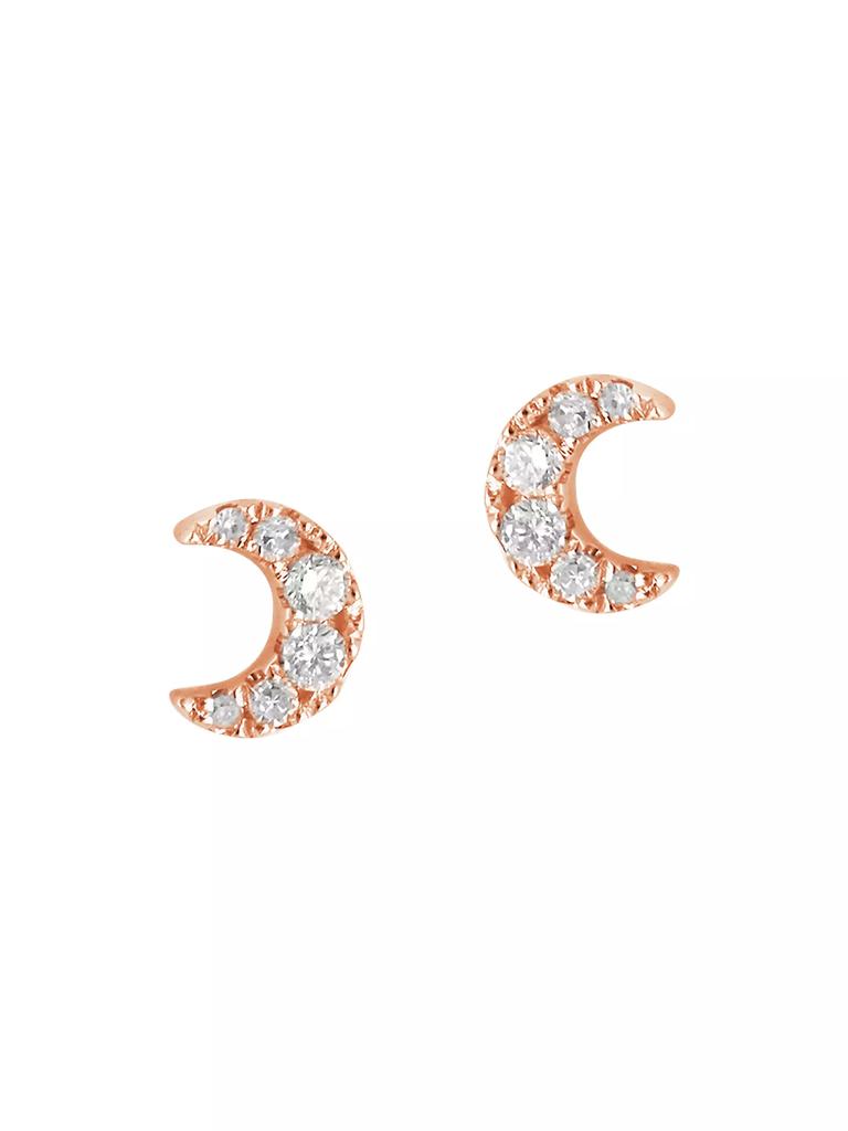 DJULA Magic Touch 18K Rose Gold & Diamond Moon Stud Earrings