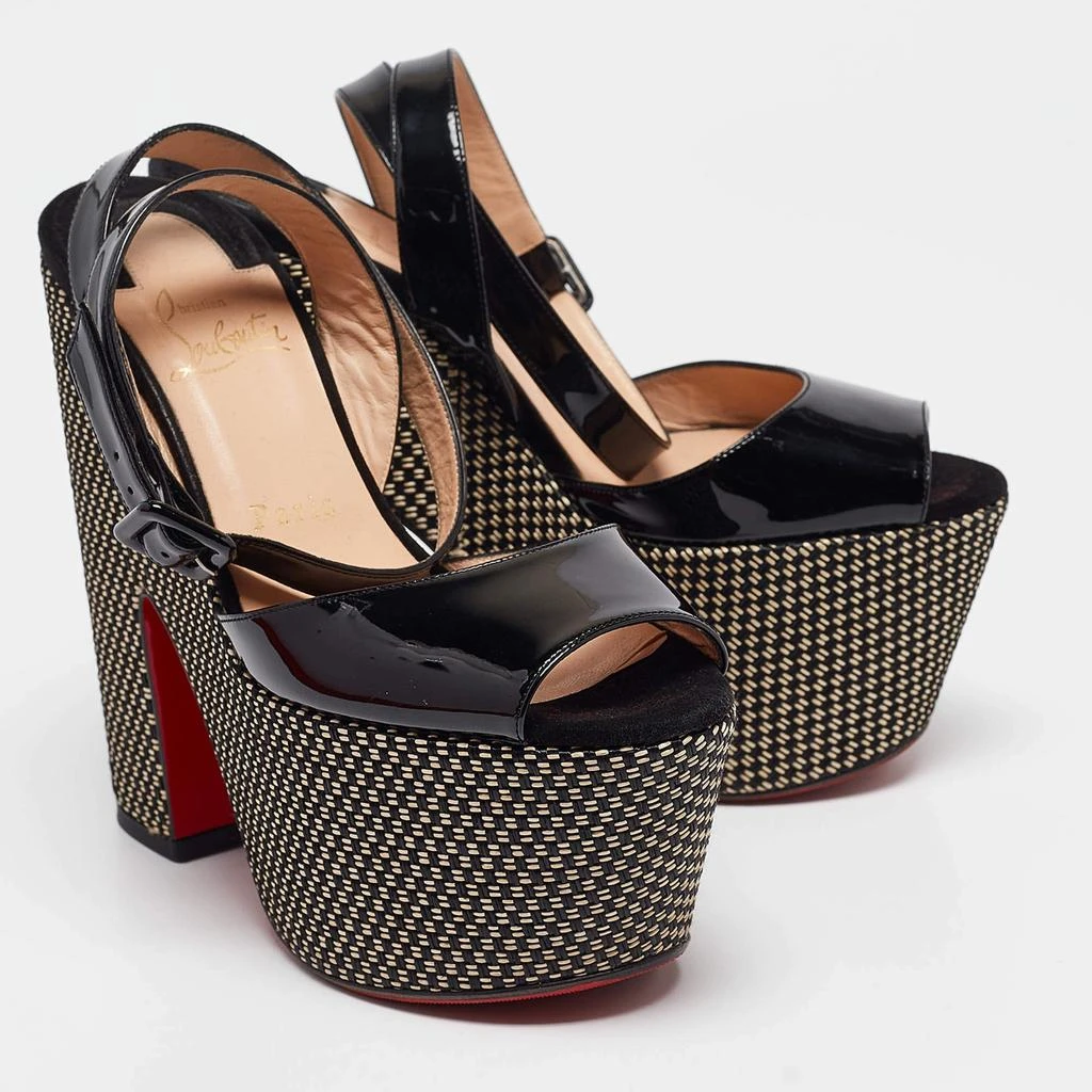 Christian Louboutin Christian Louboutin Black Patent Leather Platform Ankle Strap Sandals Size 37.5 4