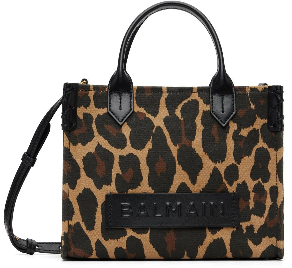Balmain Brown 
Black B-Army Small Leopard Print Bag 1