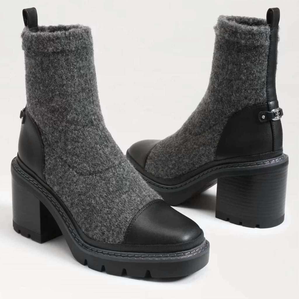 Sam Edelman Rozanna Knit Bootie In Charcoal/black 2