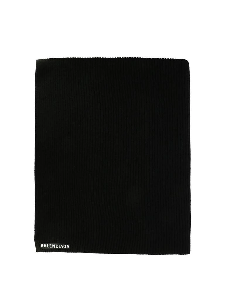 Balenciaga Balenciaga Logo-Patch Wool Scarf 1