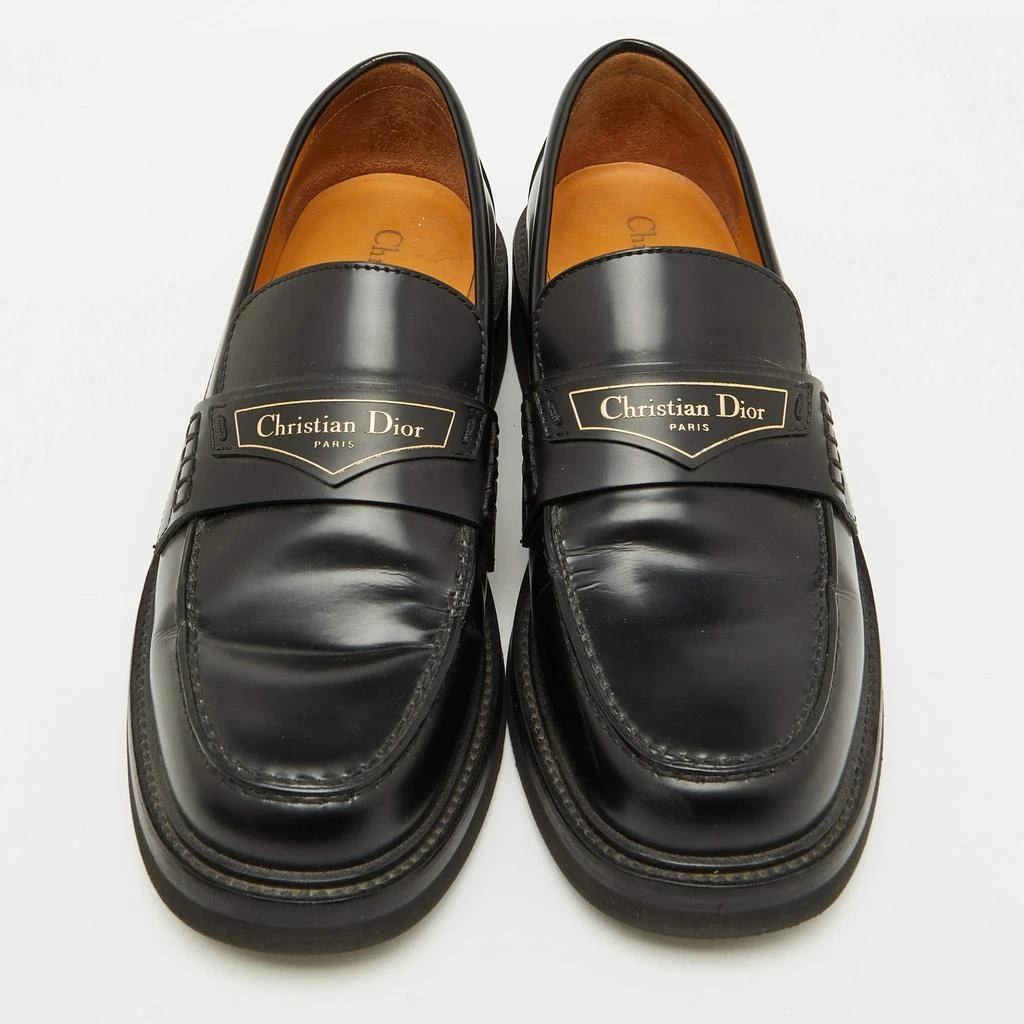 Dior Dior Black Brushed Leather Boy Platform Slip On Loafers Size 37 3