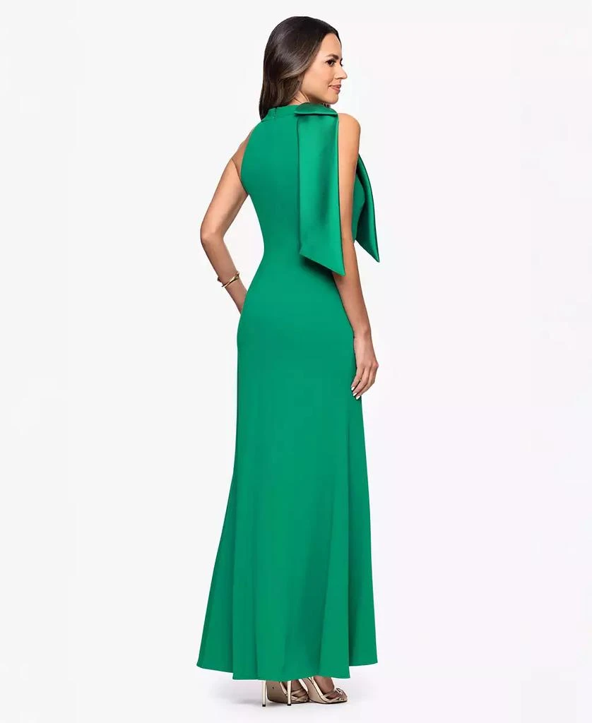 Betsy & Adam Women's Bow-Embellished Halter Neck Sleeveless Gown 4