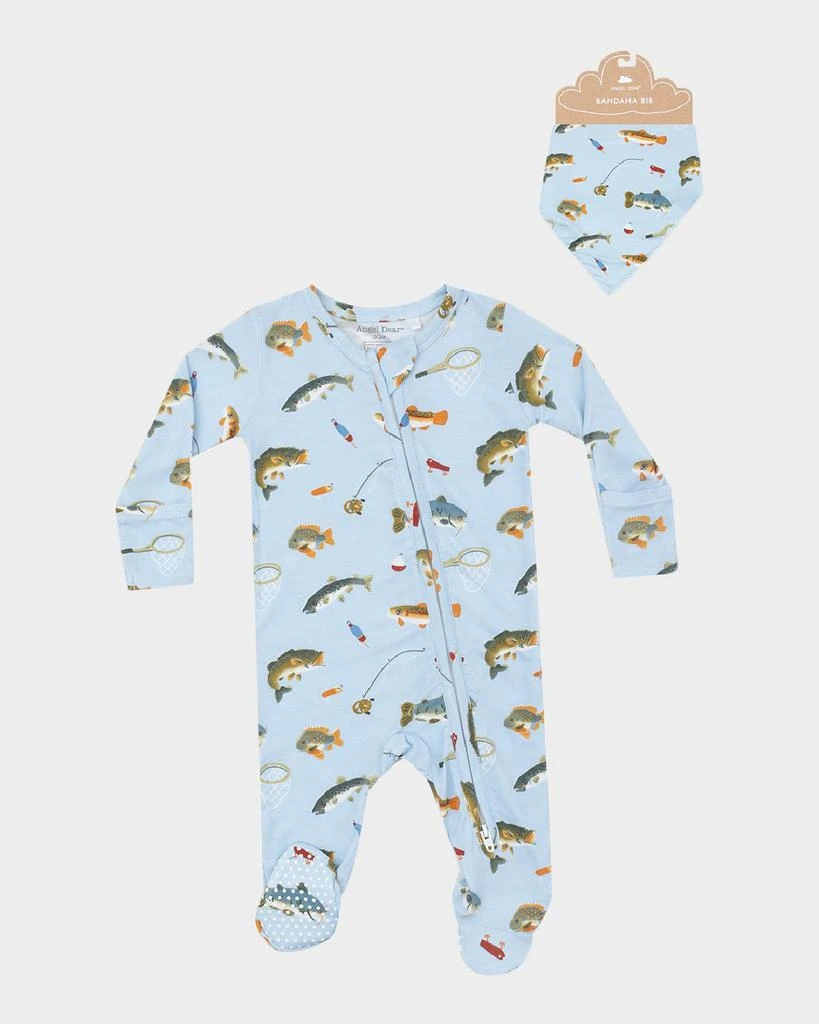 Angel Dear Fishing - 2 Way Zipper Footie w bandana bib 1