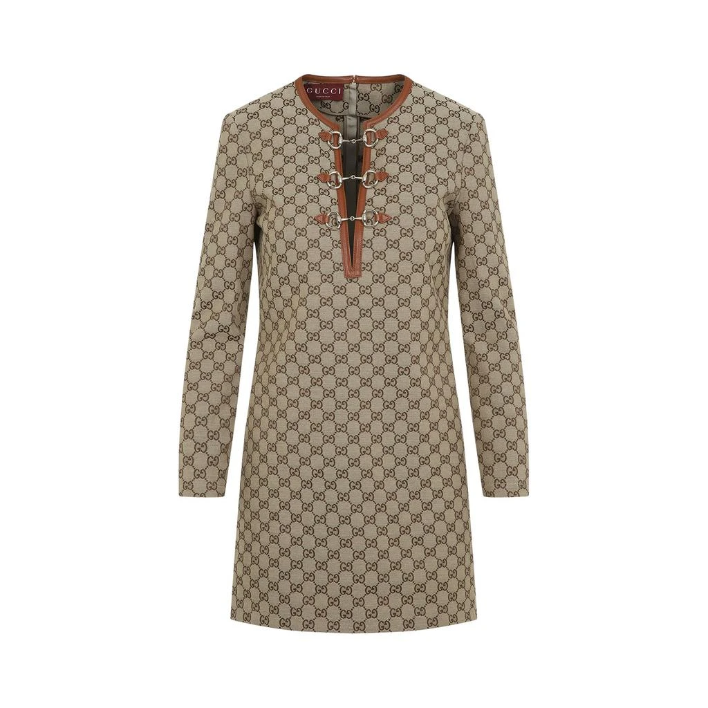 Gucci Gucci Monogrammed Long-Sleeve Mini Dress 1