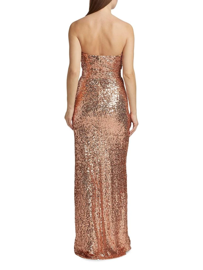 Badgley Mischka Bow Sequin Strapless Column Gown 4