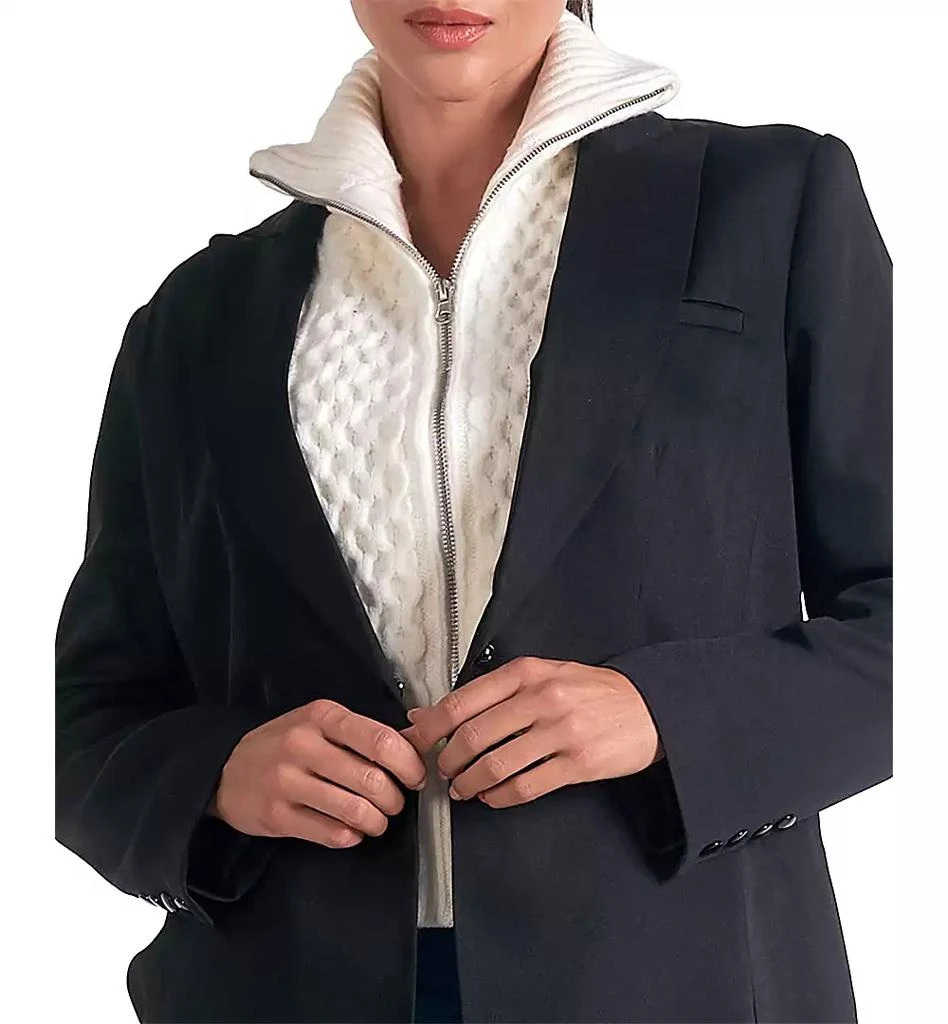 Elan Women's Long-Sleeve Peak-Lapel Blazer Sweater 4