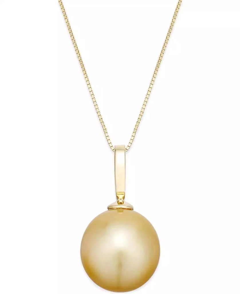 Macy's Cultured Golden South Sea Pearl Pendant Necklace (12mm) in 14k Gold 1