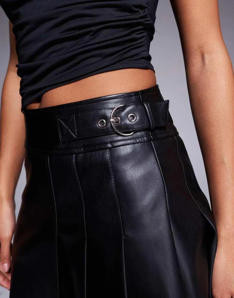 River Island River Island faux leather pleated mini skirt in black 5