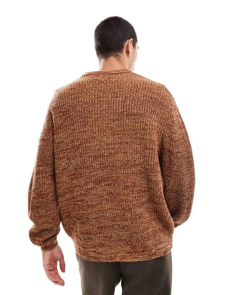 ASOS ASOS DESIGN knitted oversized fisherman rib jumper in tan 3