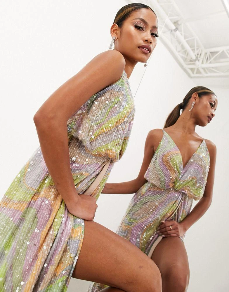 knee length dresses for ladies Rent Asos Edition Tiered Metallic Floral Jacquard Midi Dress In Ivory main image 1