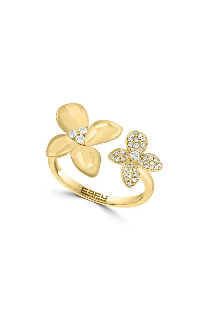 Effy 14K Gold Diamond Flower Ring - 0.23ct. 1