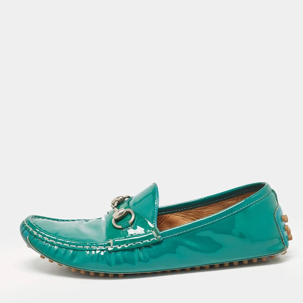 Gucci Gucci Green Patent Leather Slip On Loafers Size 38 1
