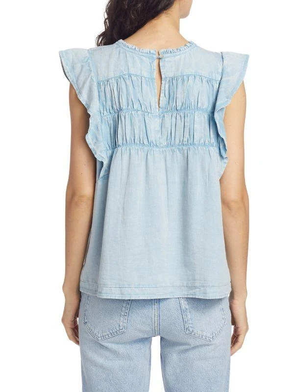 Rails Filomena Linen-Blend Flutter-Sleeve Top 2