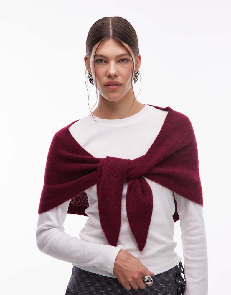ARKET ARKET triangle alpaca scarf in burgundy red