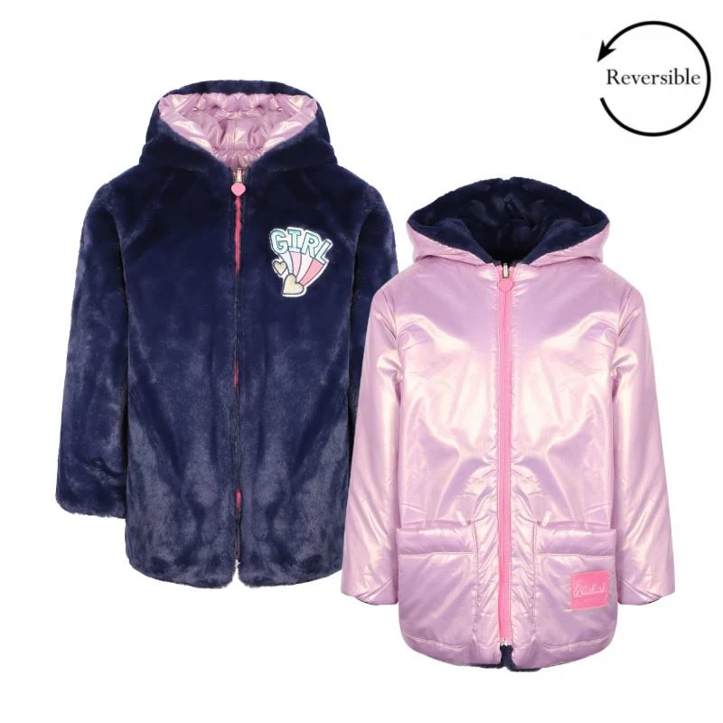 Billieblush Hooded reversible jacket in navy and pink 1