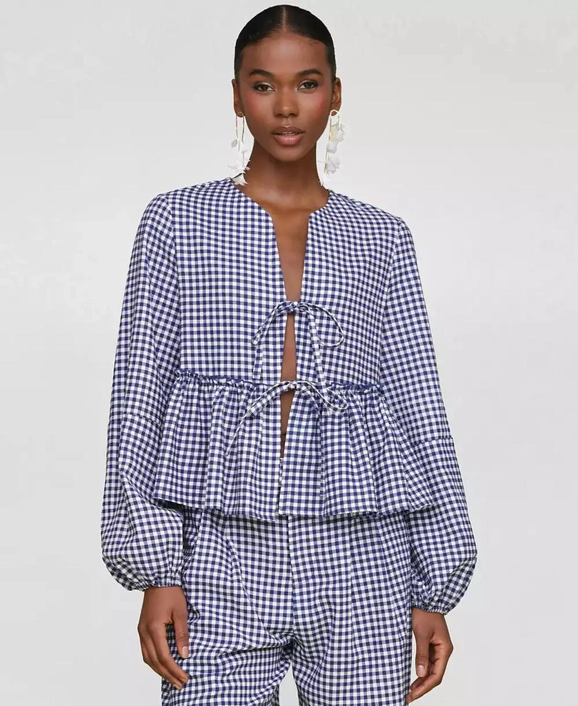 Avec Les Filles Women's Linen-Blend Tie-Front Blouse 1