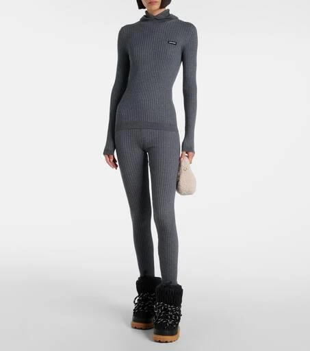 Miu Miu Ribbed-knit wool leggings 6