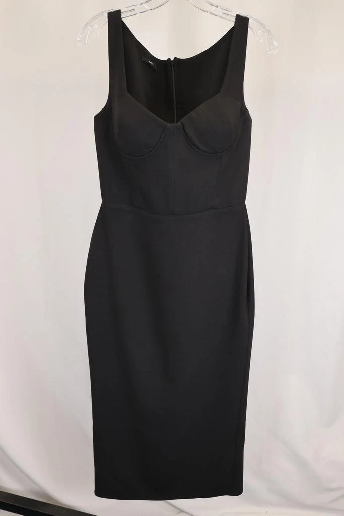 Alex Perry Pagett Midi Sweetheart Neck Dress in Black Viscose 4