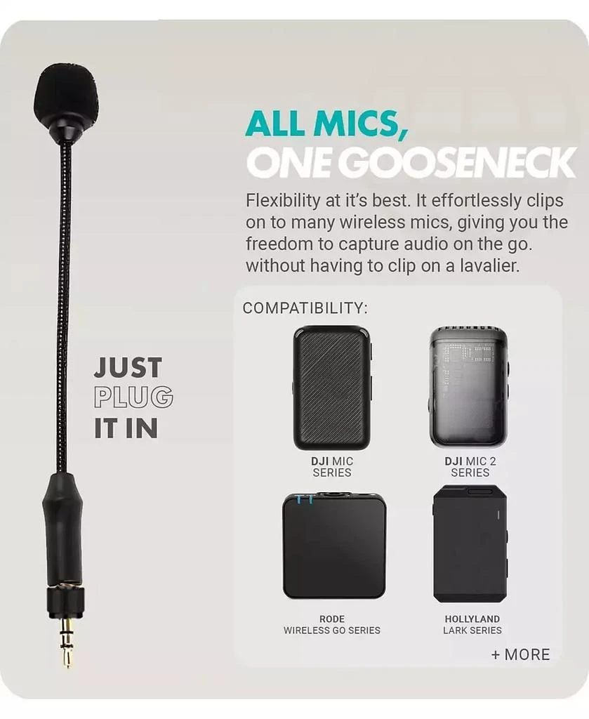 Movo MV-M101 Gooseneck Omnidirectional Lavalier Microphone- Compatible Wireless Transmitters 6