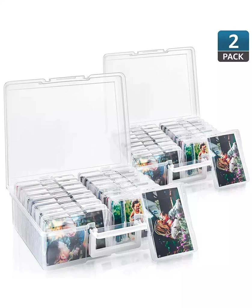 Sorbus 2 Pack Clear Durable Box with 16 Cases (4" x 6") Organizers and Storage Cases - Great for Photo Organization and Craft Storage