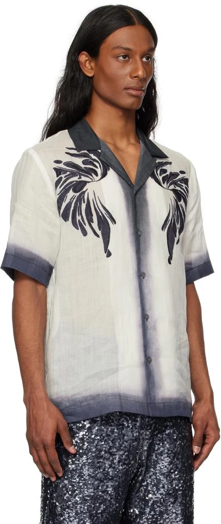 Dries Van Noten Off-White 
Navy Embroidered Shirt 2