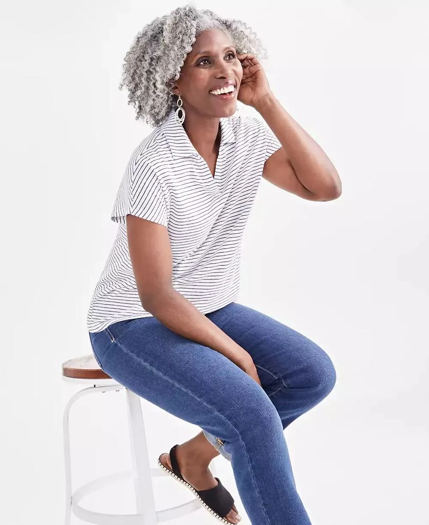 Style & Co Women's Linen Blend Polo Short-Sleeve Top, Created for Macy's 3