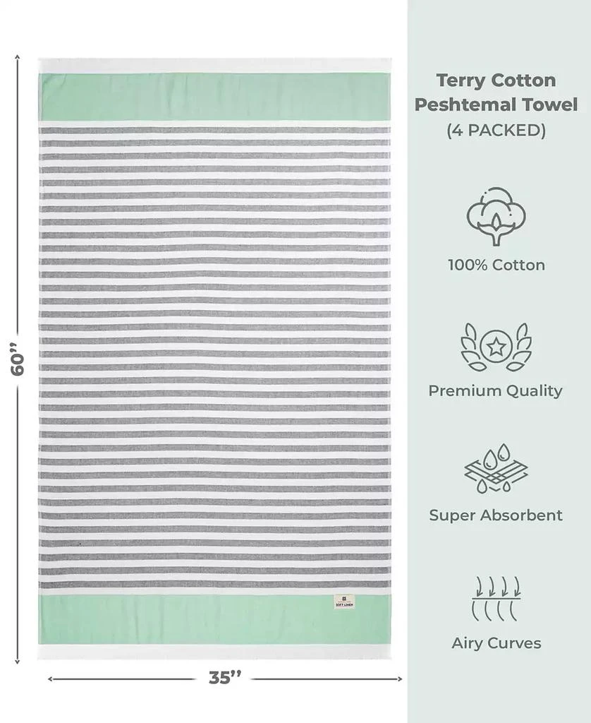 American Soft Linen Peshtemal 100% Turkish Cotton 4-Pack Beach Towels, 35" x 60" 3