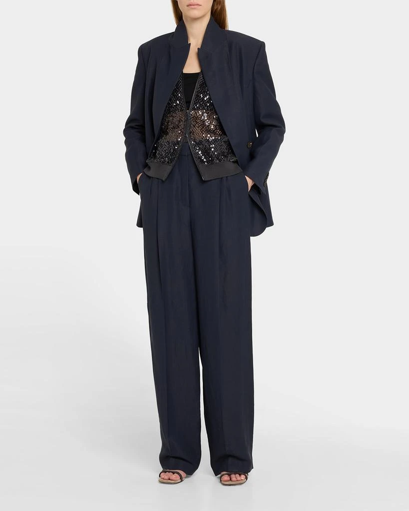 Brunello Cucinelli Paillette Net Knit Zip Bomber Cardigan 2