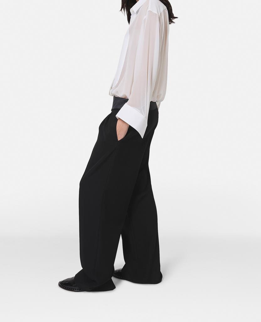 Stella McCartney Stella McCartney - Wide Leg Tuxedo Trousers, Woman, Black, Size: 38