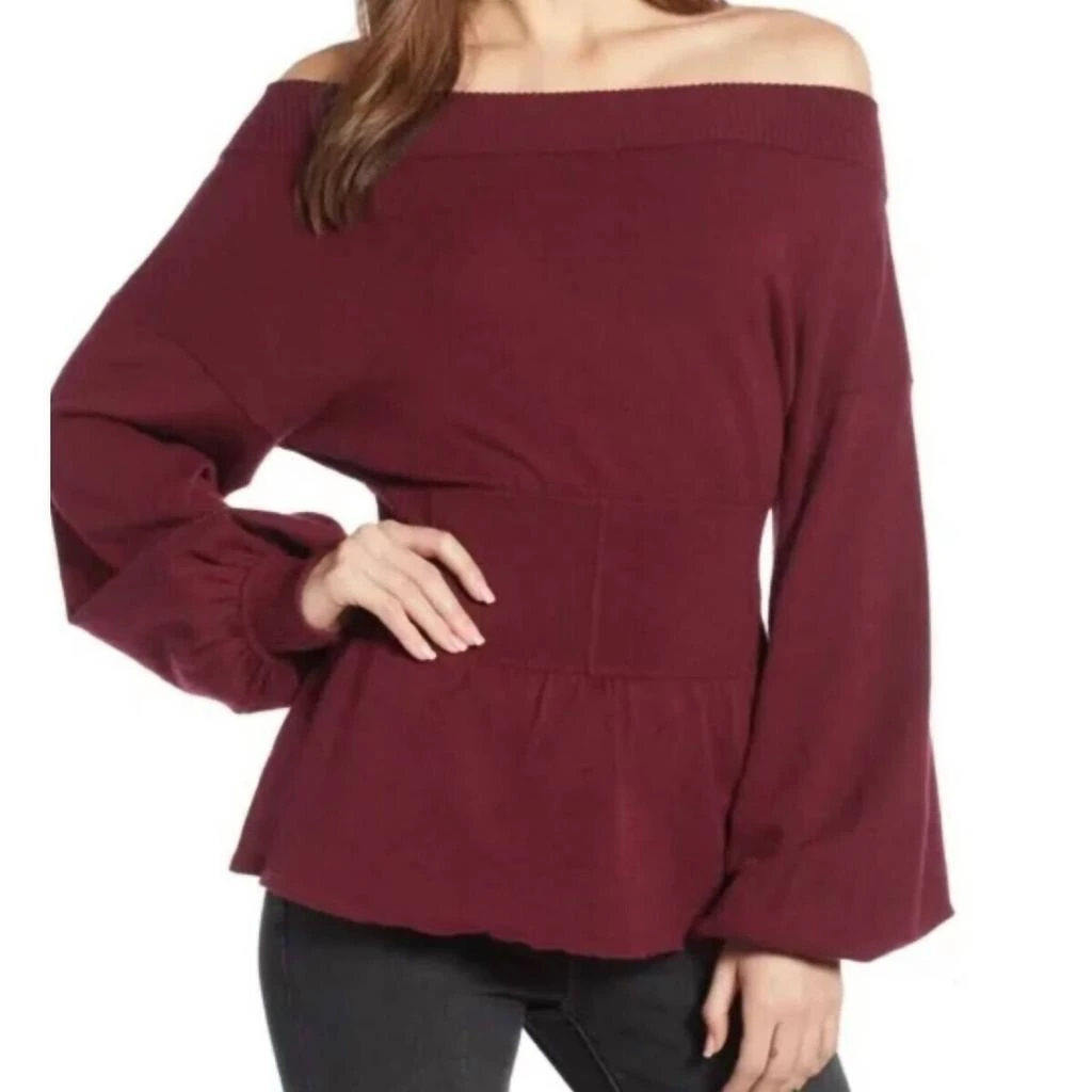 Something Navy Something Navy - Off the Shoulder Waist Detail Peplum Sweater 1