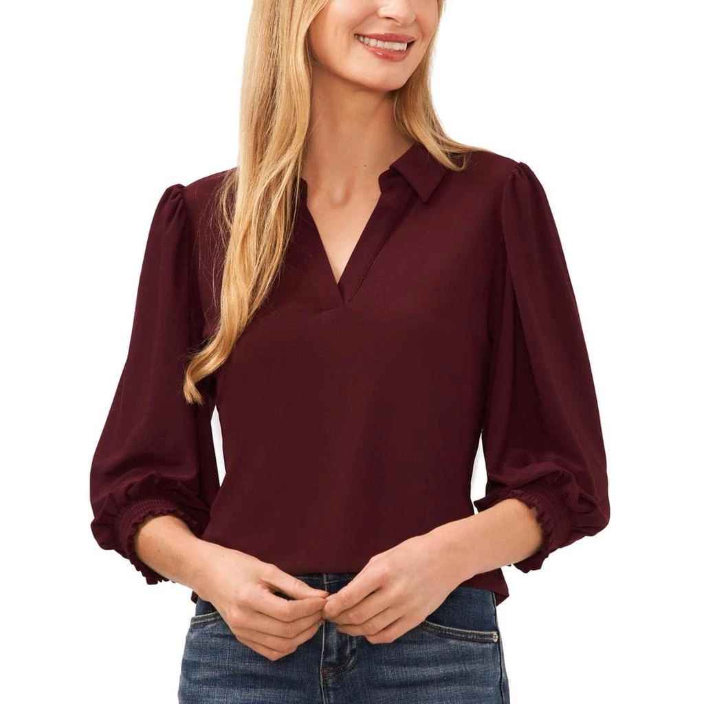 CeCe Womens Solid Polyester Blouse 1